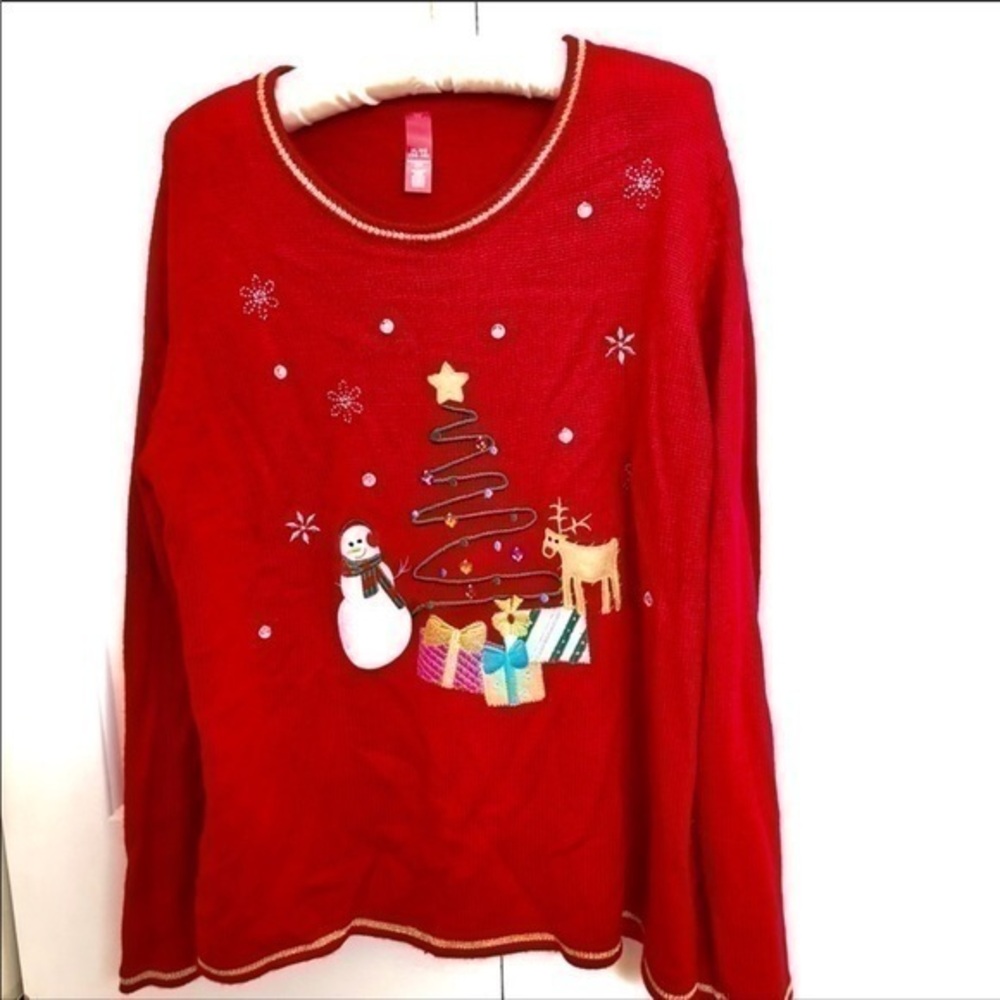 No boundaries red pullover ugly Christmas sweater